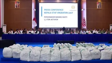 TNI AL Musnahkan Barang Bukti 1,3 Ton Ketamine Senilai Rp4,5 Triliun