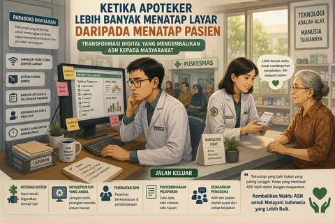 Ketika Apoteker Lebih Banyak Menatap Layar daripada Menatap Pasien, Transformasi Digital dan Realitas Layanan Farmasi di Puskesmas