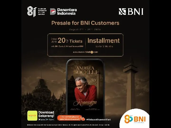 Andrea Bocelli Bakal Tampil di Indonesia, BNI Siapkan Tiket Presale