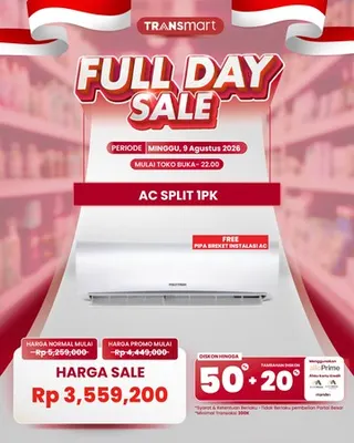 Diskon AC Split 1PK di Transmart Full Day Sale Tembus Rp 1,7 Juta