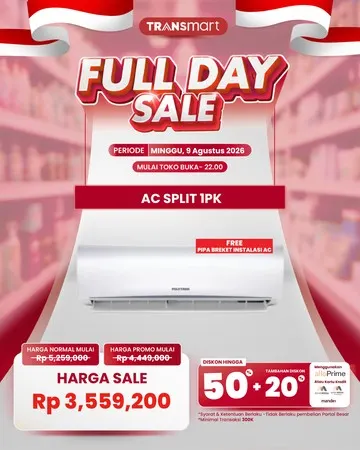 Diskon AC Split 1PK di Transmart Full Day Sale Tembus Rp 1,7 Juta
