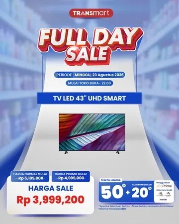 Cuma di Transmart Full Day Sale Beli TV 43" Bisa Semurah Ini