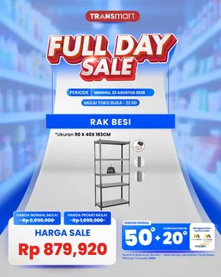 Rak Besi 5 Susun Cuma Rp 800 Ribuan di Transmart Full Day Sale Minggu 23 Agustus 2026